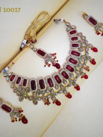 Modern Jewellery |Bridal Red Kundan Modern Jewellery Set |