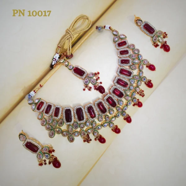 Modern jewellery |bridal red kundan modern jewellery set |