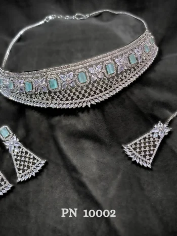 Green Choker Set Designs | white choker set