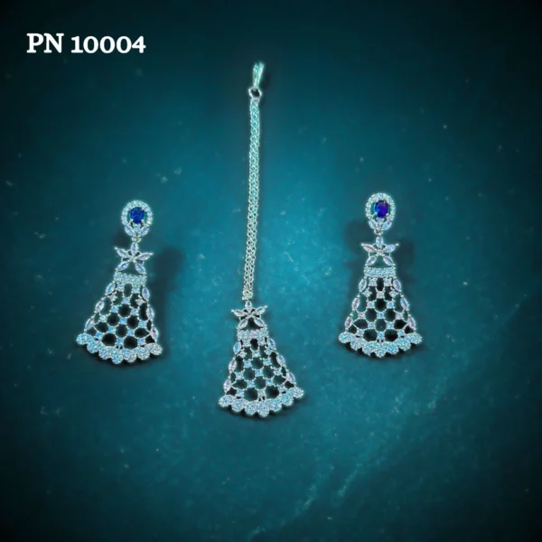 Blue american diamond choker necklace set for women in india | statement necklace set designs online