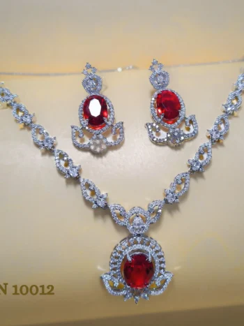 Red Artificial Necklace Set | American Diamond Necklace set | ad Necklace Set