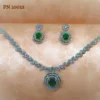 Pendant necklace |big green artificial pendant necklace set designs with earrings