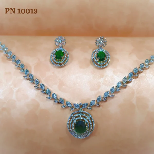 Pendant necklace |big green artificial pendant necklace set designs with earrings