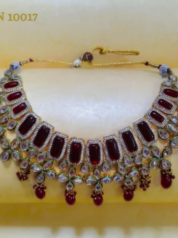 Modern Jewellery |Bridal Red Kundan Modern Jewellery Set | Kundan Choker set