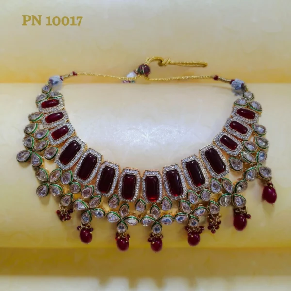 Modern jewellery |bridal red kundan modern jewellery set | kundan choker set