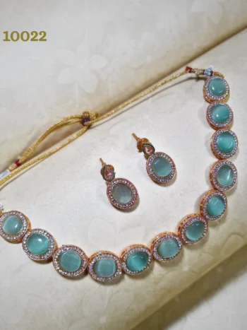 Green Kundan Neck Jewellery Set For Women Online in India