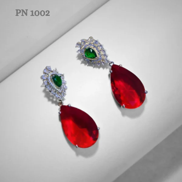 Long red crystal clear ad earrings for women online with price