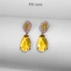 Yellow crystal clear american diamond long earrings for girls and women