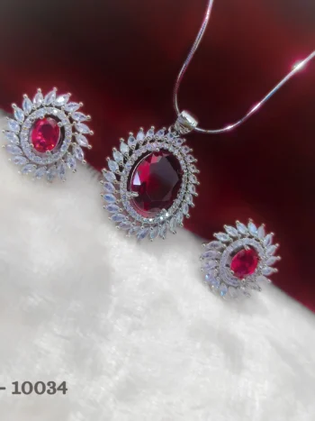 American Dimond Red Pendant Set Designs| Pendant Set Designs for women