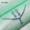 Blue american diamond necklace set with earrings for women with price online in india