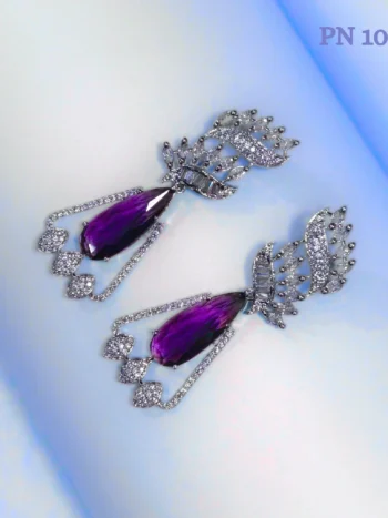 Purple Long Indo Western Earrings Designs for Girls and Women