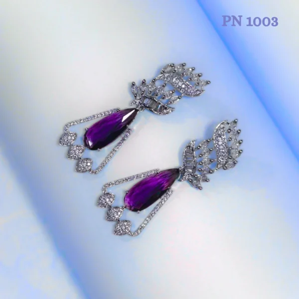 Purple long indo western earrings designs for girls and women