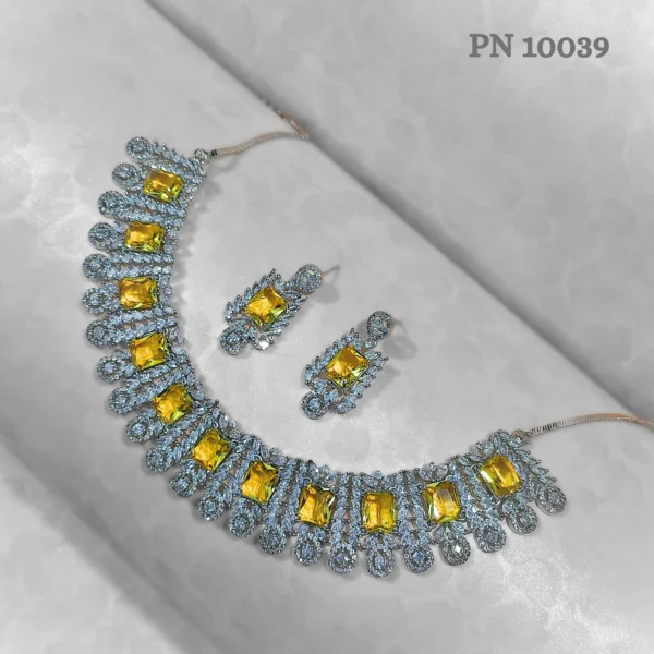 Yellow ad necklace set for women and girls online in india