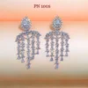 Long white silver plated american diamond earrings for women and girls