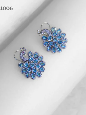 Blue American Diamond Peacock Earrings for Girls and Women Online in India