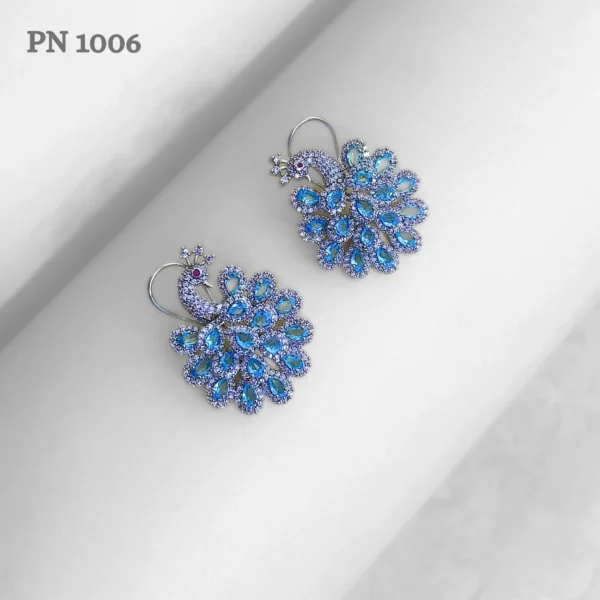 Blue american diamond peacock earrings for girls and women online in india