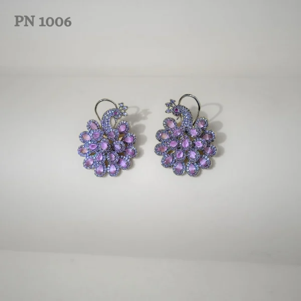 Pink american diamond peacock earrings for girls online