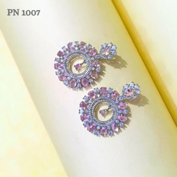 Pink modern earrings for gown online in india