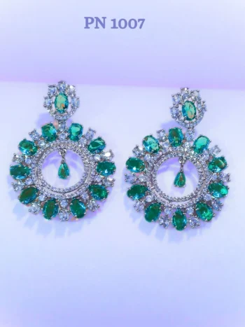 Green American Diamond Modern Earrings for Women & Girls Online In India