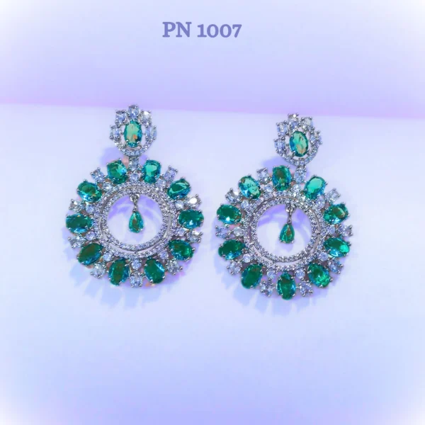 Green american diamond modern earrings for women & girls online in india