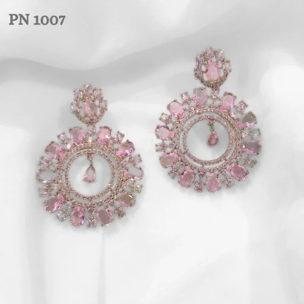 Pink american diamond modern earrings for girls & women online in india