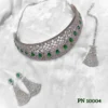 Silver plated american diamond necklace set in statement jewellery | choker necklace designs