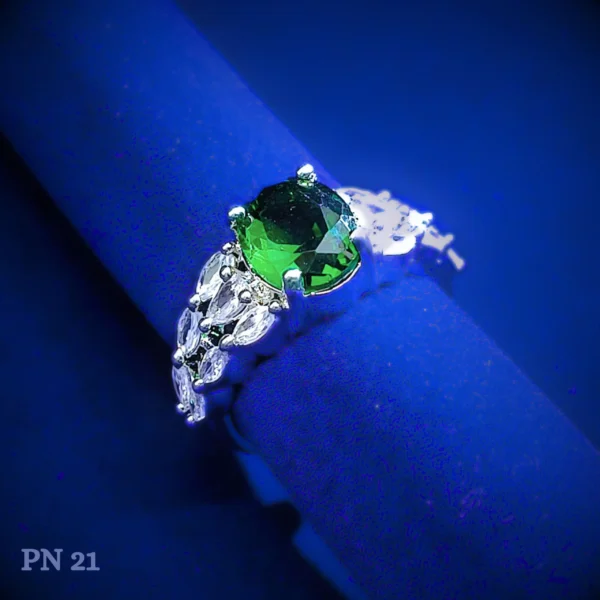 Green american diamond ring | adjustable ring