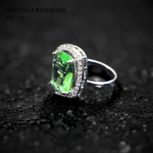 Artificial green american diamond ring for women and girls on all occasions