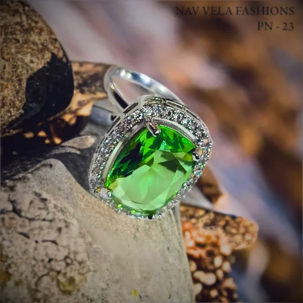 Artificial green american diamond ring for women and girls on all occasions