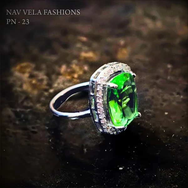 Artificial green american diamond ring for women and girls on all occasions