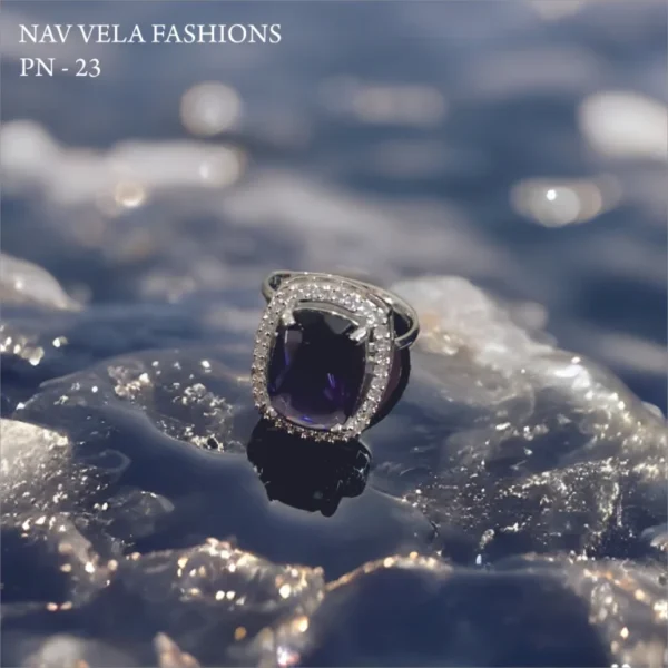 Purple american diamond ring | latest designs | adjustable american diamond ring