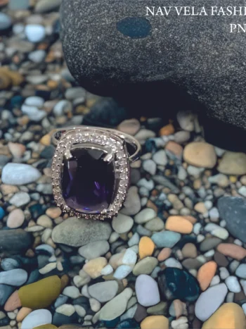 Purple American Diamond Ring | Latest Designs | Adjustable American Diamond Ring