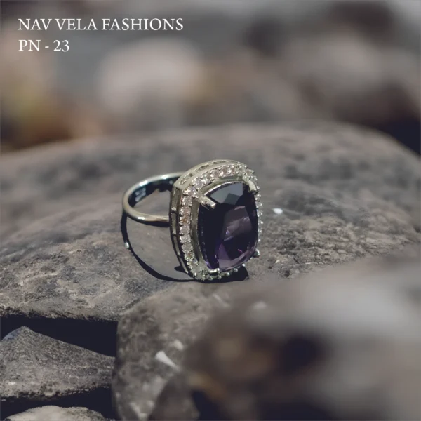 Purple american diamond ring | latest designs | adjustable american diamond ring