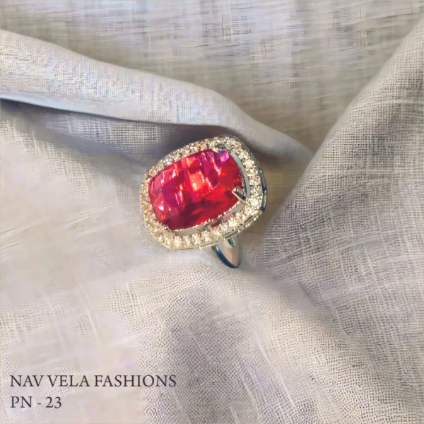 Artificial aaa quality red american diamond ring