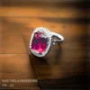 Artificial aaa quality red american diamond ring