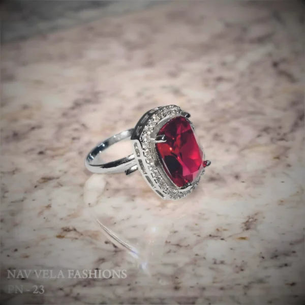 Artificial aaa quality red american diamond ring