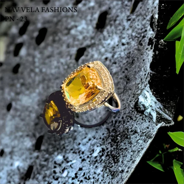 Imitation yellow american diamond ring