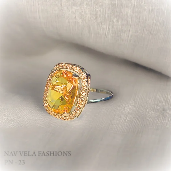 Imitation yellow american diamond ring