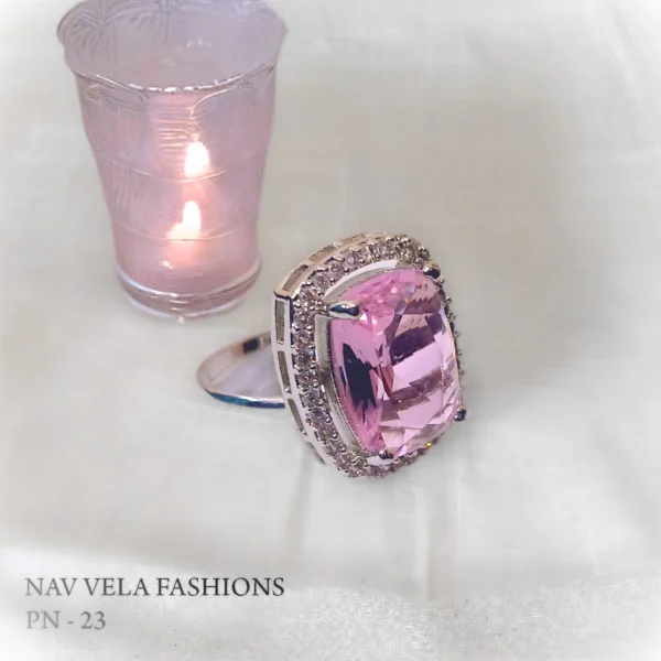 Artificial pink american diamond ring for women and girls on all occasions