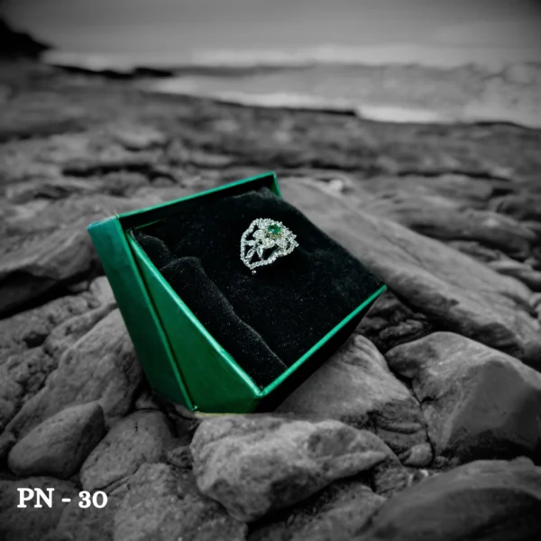 Green american diamond ring