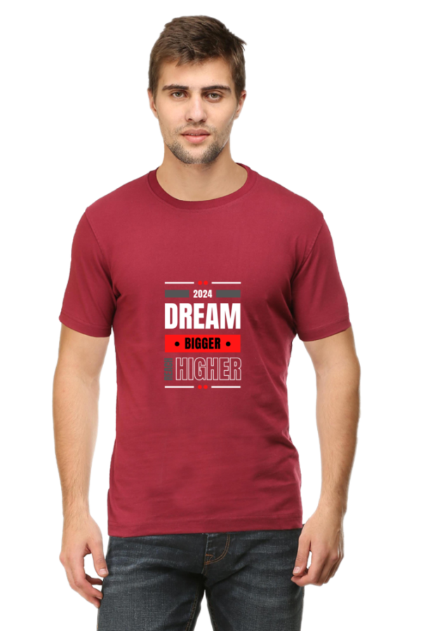 Dream bigger, reach higher motivational t-shirt - black, 100% cotton, unisex fit