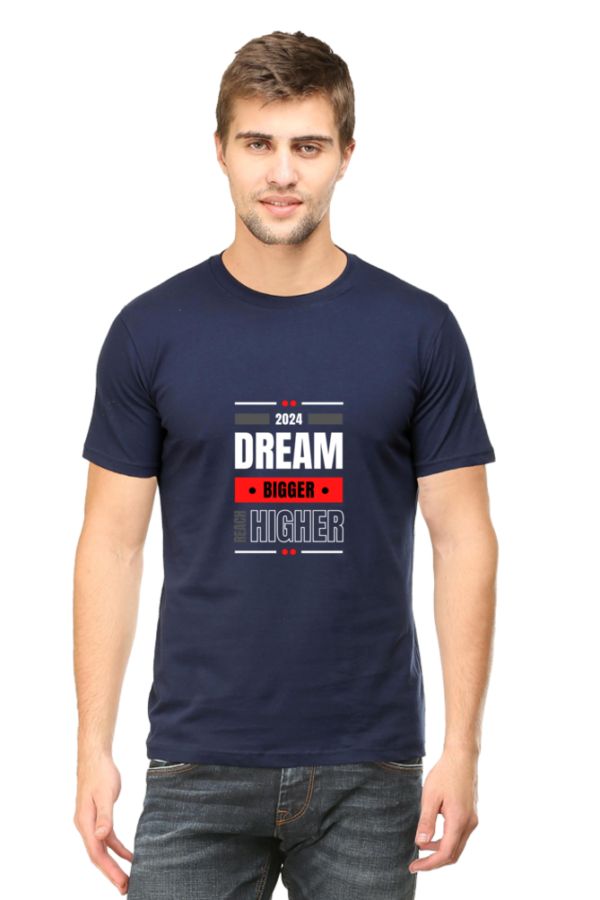 Dream bigger, reach higher motivational t-shirt - black, 100% cotton, unisex fit