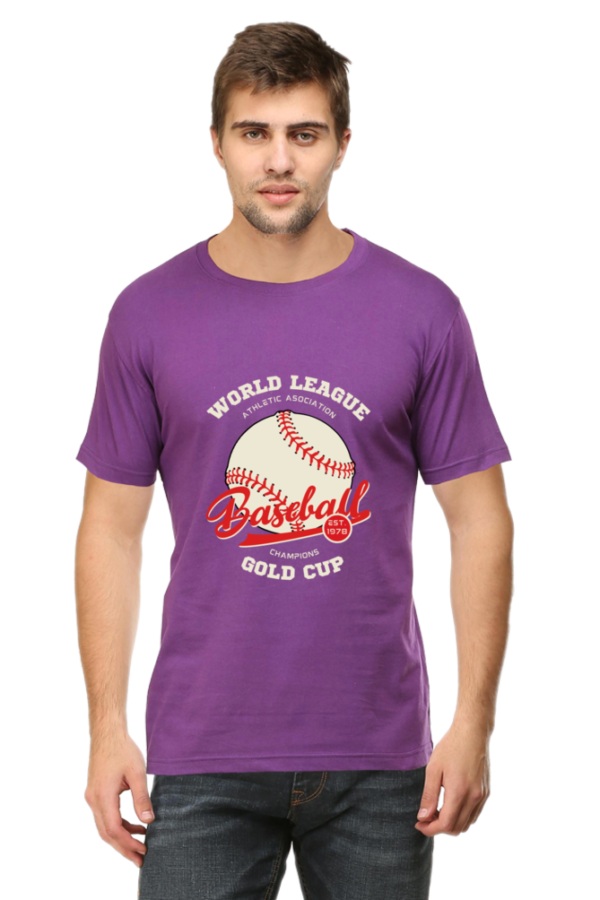 Purple baseball world league t-shirt - comfortable athletic casual wear